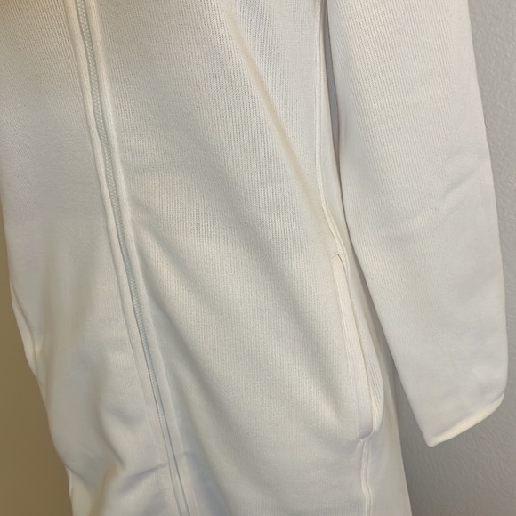 Tommy Hilfiger Women’s Long Fleece Zipped Hoodie Jacket Off White - Picture 5 of 8